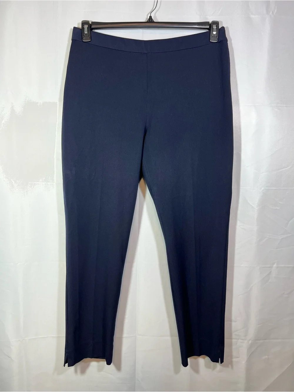 Investments Navy Straight-Leg Ponte Pants Size 14 Side Zipper Closure - Picture 2 of 7